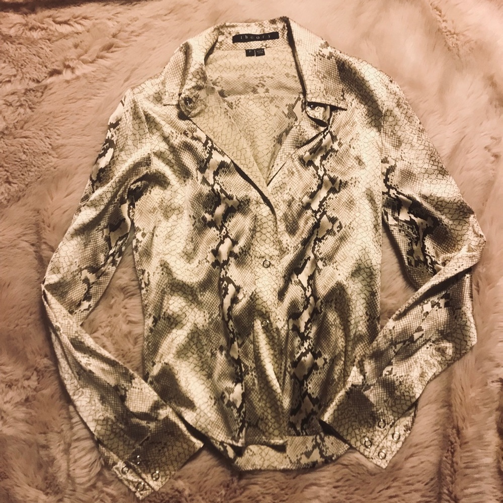 Theory Petite Silk Python Button Down - image 5